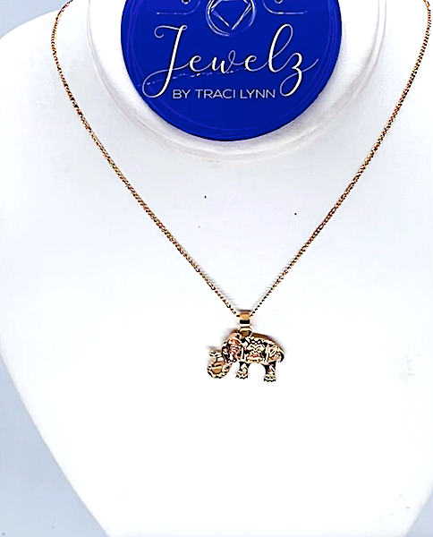 Elephant Love Necklace Set - gold