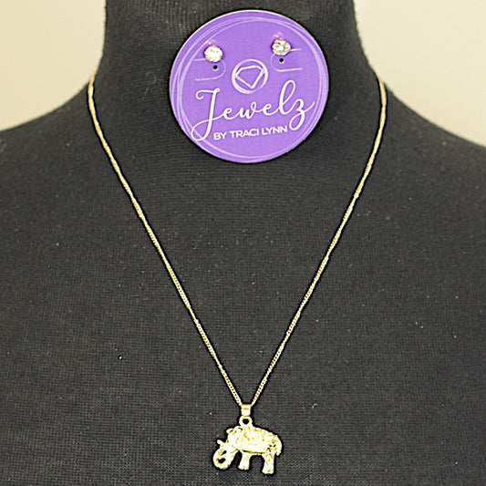 Exceptional Elephant Necklace Set - gold